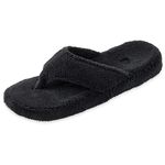 Acorn Women’s Spa Thong Slipper with Cloud Contour Arch Support, Black, 3/4 UK