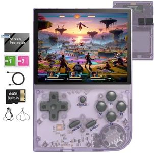 RG35XX Retro Gaming Consoles with 64G TF Card RG35XX Handheld Game Console Dual System Linux+Garlic Classic Emulator Hand Held Gaming Console with 6900 Games Support HDMI TV Output Purple