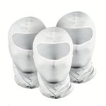 Tiivra Basics Bianco (Pack of 3) Pro Ventilation Balaclava for Bikers, 4 Way Stretch UV Protected Full Face Mask for Riding, Cycling, Sweat & Odour Free Sun & Dust Protection Helmet Mask Men Women