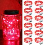 Fairy Lights Battery Powered, String Lights 7ft 20 Mini LED Party Light Waterproof Silver Wire Twinkle Lights for DIY, Mason Jar, Parties, Wedding, Bedroom, Christmas Decoration (12, Red)