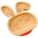 bamboo bamboo Baby Plate and Toddler Plate, Suction Plate for Feeding and Weaning, Bamboo Bunny Plate with Secure Suction, Suction Plates for Babies from 6 Months (Bunny, Orange)