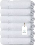 Luxury Hotel Hand Towels, 100% Egyptian Cotton, 16x30 Inches, Set of 6, White.