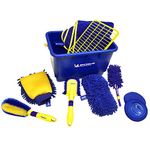 Michelin Ultimate 11-Piece Car Wash Kit, 4.5 Gallon Bucket, Wheel Brushes, Microfibre Duster and Detailing Brush and Scrub Sponge, Applicator Pad Kit, Drying Towel, for Car, SUV, Truck