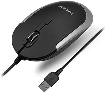 Macally Silent Wired Mouse - Slim & Compact USB Mouse for Apple Mac or Windows PC Laptop/Desktop - Designed with Optical Sensor & DPI Switch - Simple & Comfortable Wired Computer Mouse (Space Gray)