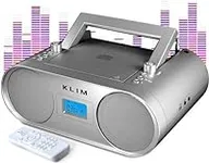 KLIM Boombox B4 CD Player Portable Audio System + AM/FM Radio with CD Player, MP3, Bluetooth, AUX, USB + Wired & Wireless Mode, Rechargeable Battery + Remote Control, Autosleep, Digital EQ + New 2024