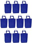 DISCOUNT PROMOS Large Reusable Heavy Duty Tote Bag - 10 Pack - Beach Shopping Bag - Reflex Blue