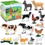 toymany 14PCS Mini Farm Animal Figures Toy, Detailed Texture Farm Figurines Cake Topper Toy Set, Easter Egg Christmas Birthday Gift Party Favor School Project for Kids Children Toddlers