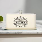 Mild Steel Butter Dish with Lid, Butter Box for Fridge, Modern & Minimal Kitchen Serveware, Breakfast Serveware, Butter Pot, Durable & Unbreakable (Ivory)