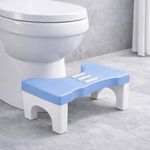 A to Z Hub Polypropylene (PP) Perfect Posture Bathroom Toilet Step Stool with Massage Rollers, 18 cm Height, Foldable Design, (Grey and Black) (Blue)