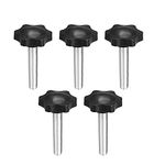 uxcell Clamping Screw Knob, 38mm Dia Plum Hex Shaped Grips Star Knob M8 x 40mm Male Thread, 5pcs