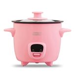 Dash DRCM200GBPK04 Mini Rice Cooker Steamer with Removable Nonstick Pot, Keep Warm Function & Recipe Guide, 2 Cups, for Soups, Stews, Grains & Oatmeal, Pink