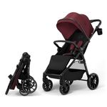 Kinderkraft Grande 2 Stroller, Baby Pushchair, up to 22kg, Click&FOLD, Large Shock-Absorbing Wheels, Adjustable, Spacious Seat, Lightweight, Burgundy