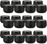 Candle Tin 24 Piece, 8 oz, Candle Containers with Lid, Black Candle Jars for Candle Making, DIY Candle Can Tin Bulk Candle Making Party Supplies