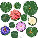 ZHIQIN 26 Pieces Floating Pond Plants Set Artificial Lotus Floating Water Lilies with Artificial dragonfly frog Lotus Leaves for Pond Fountain Garden Pool Fish Pond Aquarium Decoration