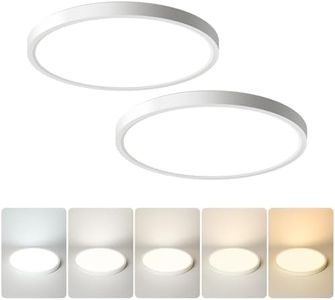 9 Inch LED Ceiling Light Flush Mount, White Low Profile 18W 5 Color Temperature Selectable Round Flat Panel Light Fits for Hallway Kitchen Bedroom Laundry Room 2Pack