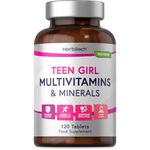 Multivitamin Tablets for Teen Girls | 120 Count | 15 Essential Nutrients with Iron, Vitamin B12, Folic Acid and Magnesium | Vegetarian | No Artificial Preservatives | by Horbaach