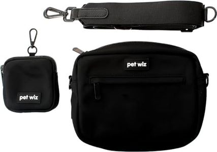 pet wiz Sac de promenade pour chien avec sangle amovible et réglable et pochette à friandises assortie (noir)