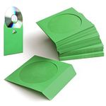 Flexzion DVD CD Sleeves 100 Pack - Premium Paper CD Sleeves for Blank CDs for Burning Music Movie Video Game Disc - Thick Disc Sleeve CD Envelopes Storage with Window Cutout and Flap, Green