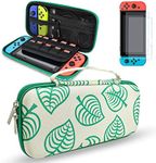 Switch case, DLseego Carrying Case Accessories Kit Compatible with Nintendo Switch, for New Leaf Crossing Design with 2 Pack Screen Protectors Holds up to 10 Game Cards Slots