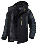 TACVASEN Men's Snow Jackets Winter Skiing Snowboard Jacket with Multi-Pocket, Black Gray, M