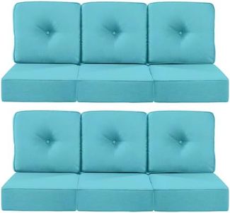 ACTREST Luxury 22x24/22x25 6-Inch Outdoor Deep Seat Cushions Set of 6 - Comfortable Patio Zipper Chair Cushion for Wicker Wicker Rocking Gilider Loveseat Couch Sectional Sofa - Turquoise