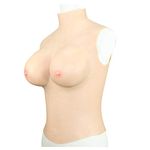 Half Body Silicone Breast Forms CDEGEFGH Cup Breast Plates with Silicone Fill Female Breast for Crossdresser Drag Queens Transgender Mastectomy,White,B`CUP/1200g