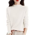 Cashmere Jumpers Ladies Women's Semi Turtleneck Sweater Long Sleeve Solid Color Pullover with A Base Shirt Autumn and Winter Warm Loose Sweater Winter Jumpers for Women UK Sales Plus Size Christmas