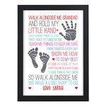 Personalised Fathers Day Gifts for Grandad, Grandpa Poem Gifts from Grandchildren Walk Alongside Me - PERSONALISED with ANY NAMES - Black or White Framed A5, A4, A3 Prints