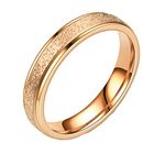 Epinki 4MM Ring Band for Girls, Rose Gold Matte Stackable Ring Rings Eternity for Women Men, Stainless Steel Ring Size N 1/2