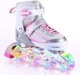 Kuxuan Skates Inline Skates Adjustable for Kids,Girls Skates with All Wheels Light up,Fun Illuminating for Girls and Ladies - Medium