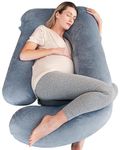 Cute Castle Polyester Pregnancy Pillows, Soft U-Shape Maternity Pillow With Removable Cover - Full Body Pillows For Adults Sleeping - Pregnancy Must Haves - Jumbo 57 Inch - Grey