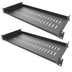 Jingchengmei 1U8V2P Universal Shelf for Server Cabinet or Rack 203 mm Deep Black Set of 2