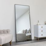 Melody Maison Full Length Mirror 180x80cm, Hanging or Leaning, Large Floor Mirror with Black Frame for Bedroom or Living Room