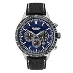 Sekonda Men's Chronograph Watch, Blue dial with Black Leather Strap 1971