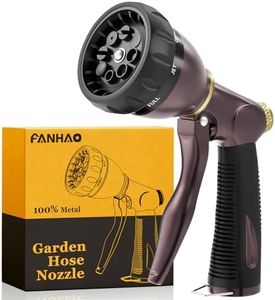 FANHAO Heavy Duty Garden Hose Nozzle, 100% Metal Water Nozzle with 8 Adjustable Spray Patterns, High Pressure Hose Sprayer with Non-Slip Grip for Watering Plants & Lawns, Washing Cars & Pets -Bronze