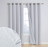 HLC.ME Siena Pattern 100% Blackout Thermal Insulated Lined Window Curtain Floor Length Drapery Grommet Panels for Living Room & Bedroom - Energy Savings & Soundproof, Set of 2 (50 x 96 inch, White)