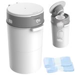 Bellababy Diaper Pail, Baby Diaper Bin with Double Odor Locking for Nursery, Compact Design, Includes 2 Refills (270 inches/pc), White