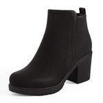 DREAM PAIRS Women's Chunky Heel Ankle Boots Chelsea Ladies Booties Slip-on Shoes,Size 8.5,Black/pu,ZOEY-1