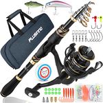 PLUSINNO Fishing Rod and Reel Combos Carbon Fiber Telescopic Fishing Pole with Spinning Reels Sea Saltwater Freshwater Kit Fishing Rod Kit