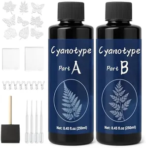 EIGTWEN 250ml Cyanotype Kit, Include 2 Component Cyanotype Solution Sensitizer Set for Photographic Blueprints on Paper and Fabric, Sun Printing Kit for Arts Crafts DIY Projects