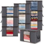 Lifewit 10 Pack Clothes Storage Bag, Foldable Storage Bins for Clothes, Blankets, Fabric Wardrobe Closet Organizers with Reinforced Handle, Sturdy Zipper, Moving Bags With Clear Window, Grey