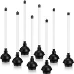 Hushee 8 Pcs Rubber Toilet Plunger Bulk Heavy Duty Toilet Bowl Plunger Commercial Plunger Double Thrust Force Cup Heavy Duty Force Cup with 17 Inches Long Handle to Fix Clogged Toilets and Drains