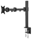 Rife VESA Full Motion Single Arm Desk Monitor Mount Stand with Fully Adjustable Arms Fits Screen up to 27" (Black) (Single Monitor Clamp Arms)