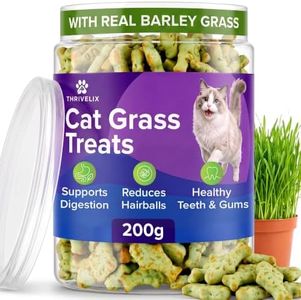 THRIVELIX Cat Grass Hairball Control Dental Treats for Indoor Cats, 200g