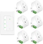 NineLeaf Zigbee Smart Remote Outlet with Wall Decor Switch,Zigbee Repeater,Wireless Plug with APP & Voice Control, Compatible with Alexa &Google Assistant, Timer & Schedule,1 Switch+6 Outlets