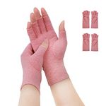 Donfri 2 Pairs Arthritis Gloves for Women for Pain,Compression Gloves Fingerless Gloves Hand Pain Relief Raynauds Typing Gaming (Pink, S), Pink, S