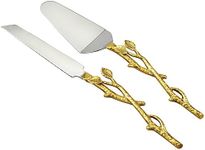 Elegance Golden Vine Cake/Knife Set, 13-Inch, Silver/Gold