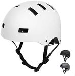 Skateboard Helmet Adult Bike Helmet for Women Men Kids-Adjustable Dial Bicycle Skate Scooter Sport Helmet, White, Small, Medium, Large, with 10 Vents