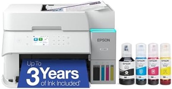 Epson EcoTank ET-3950 Wireless All-in-One Color Supertank Printer with up to 3 Years of Ink, Refillable Tanks, Perfect for Home Office, 18 PPM, 2.4" Color Screen, Auto Document Feeder – White