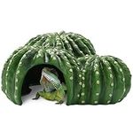 Navaris Cactus Shaped Reptile Hide Out - Reptile Accessories for Leopard Gecko, Snake, Tortoise, and More - Unique Hideout for Vivarium Decorations